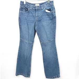 We The Free Free People Women 29 Blue Denim Wide Leg Seam Detail Minimalist